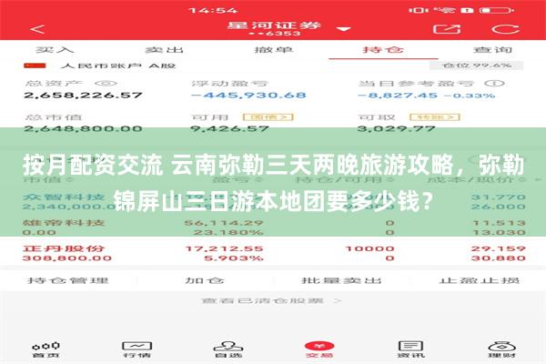 按月配资交流 云南弥勒三天两晚旅游攻略，弥勒锦屏山三日游本地团要多少钱？