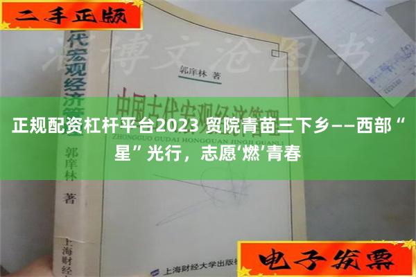 正规配资杠杆平台2023 贸院青苗三下乡——西部“星”光行，志愿‘燃’青春