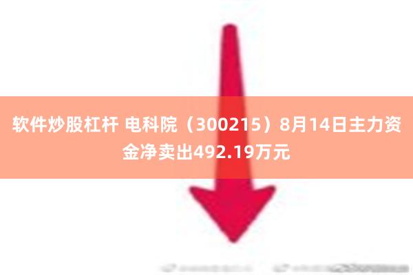 软件炒股杠杆 电科院（300215）8月14日主力资金净卖出492.19万元