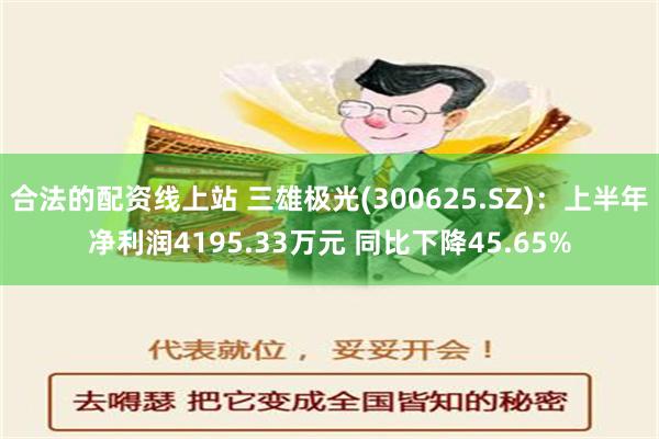 合法的配资线上站 三雄极光(300625.SZ)：上半年净利润4195.33万元 同比下降45.65%