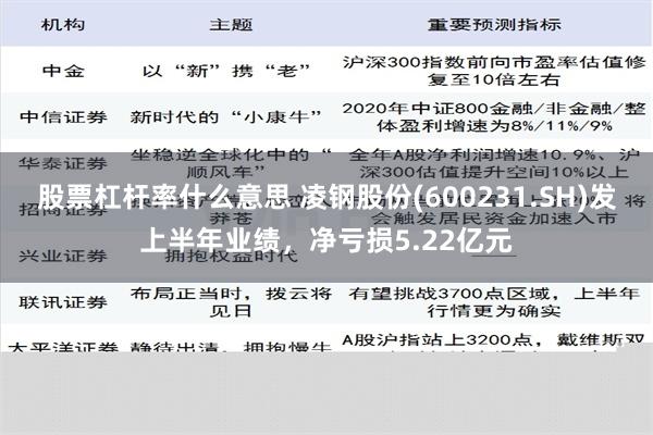 股票杠杆率什么意思 凌钢股份(600231.SH)发上半年业绩，净亏损5.22亿元