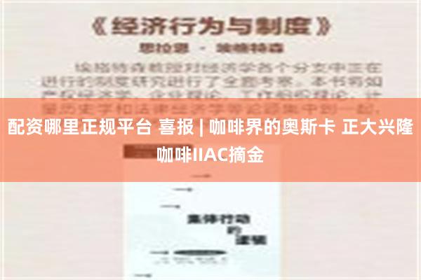 配资哪里正规平台 喜报 | 咖啡界的奥斯卡 正大兴隆咖啡IIAC摘金