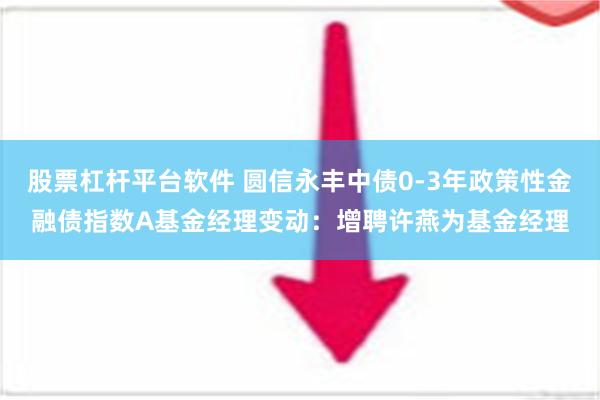 股票杠杆平台软件 圆信永丰中债0-3年政策性金融债指数A基金经理变动：增聘许燕为基金经理