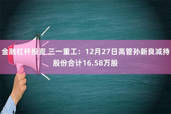 金融杠杆投资 三一重工：12月27日高管孙新良减持股份合计16.58万股