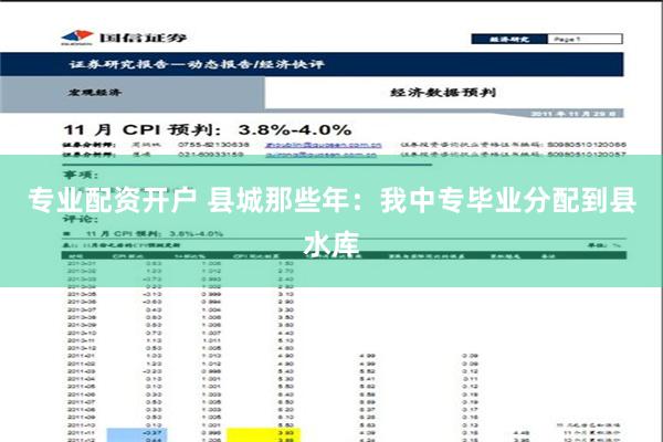 专业配资开户 县城那些年：我中专毕业分配到县水库